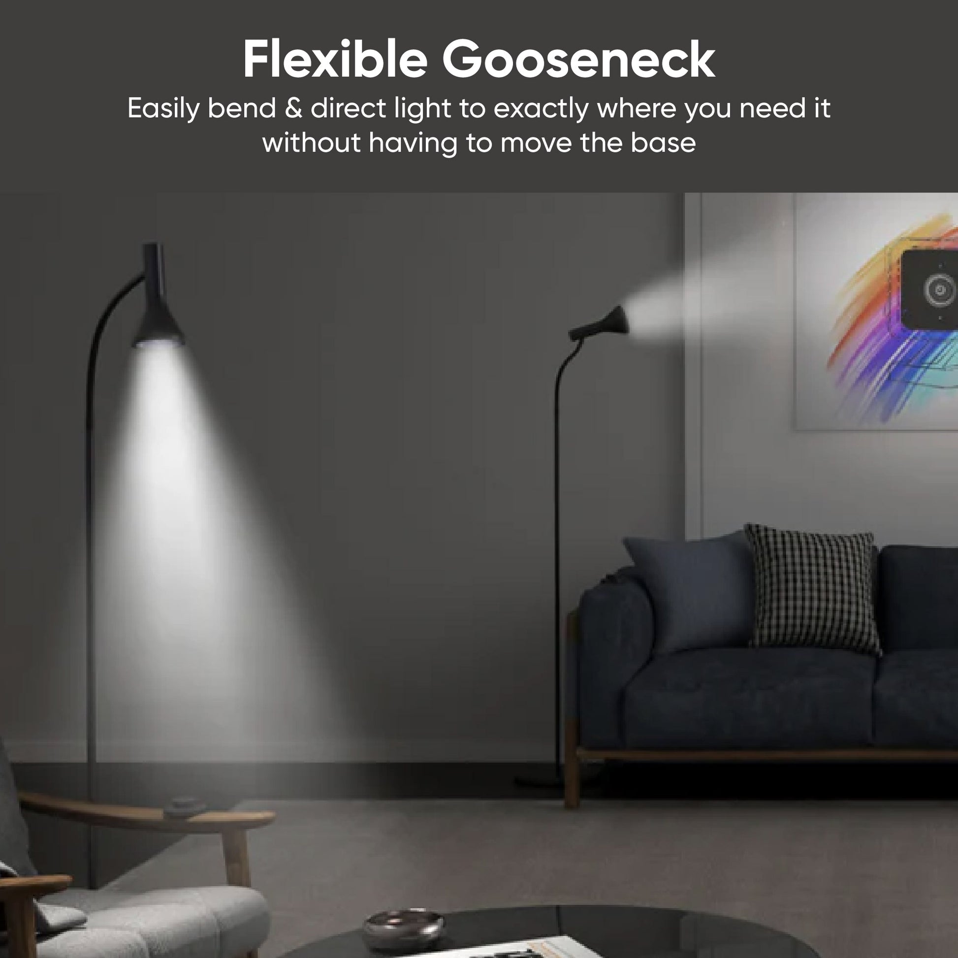 Gooseneck LED Floor Lamp With Remote Control & Flexible Neck