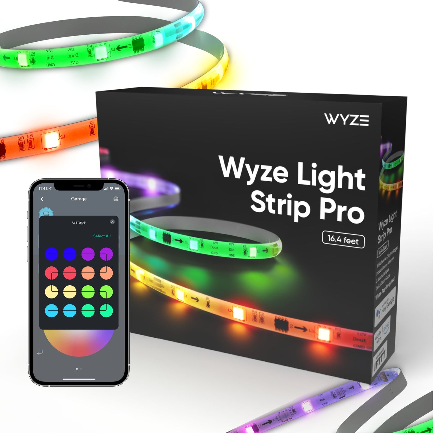 Smart LED Strip Lights,32.8ft RGB LED Lights with App Control, 16 Million  Colors WiFi Light Strips for Bedroom,Kitchen,Dorm Room, Bar, Work with  Alexa